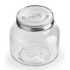 Ball 64oz Glass Half Gallon Storage Jar Clear: Dishwasher-Safe, Wide Neck, 6" Height, 2.5 lbs