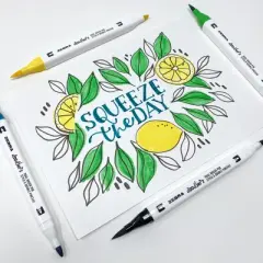 Zebra 12pk Dual Brush Pens Doodler'z Colorful Gifting: Art Stationery, 0.6mm Quick Drying Double Tip Markers, Teacher Supplies