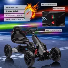 Electric Go Kart for Toddlers, Drift Kart with 7Ah Battery 35W Motor, High/Low Safety Speed Max 2.8MPH for Kids