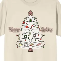 Christmas Shapes Happy Baking Crew Neck Short Sleeve Women's Natural T-shirt