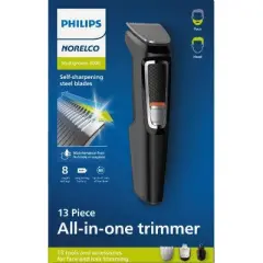 Philips Norelco Series 3000 Multigroom All-in-One Men's Rechargeable Electric Trimmer with 13 Attachments - MG3740/40