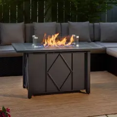 Pebble Lane Living Albury Rectangle Fire Pit Black
