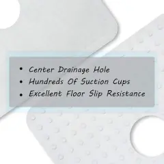 Templeton Home Shower Mat with Center Cut Hole, Non Slip Texture, Suction Cups