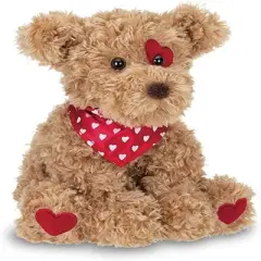 Bearington Harry Hugglesmore Stuffed Animal Plush with Hearts & a Bow, 11 inches