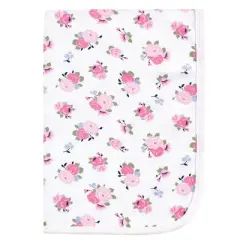 Luvable Friends Baby Girl Cotton Swaddle Blanket, Floral, One Size