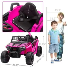 Sandinrayli 12V Kids Ride on Car, Electric Off-Road UTV Truck, Double Open Doors, Safety Belt, Horn, Music, and Lights for Kids 3-5 Years