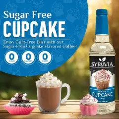 Syruvia Sugar Free Cupcake Syrup - 25.4 fl oz. Premium Flavoring Syrup For Coffee