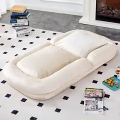 APRILSOUL Flannelette Folding Sofa Chair with 5 Adjustable Positions Plush Floor Lounge Chair for Gaming, Meditation, and Relaxation