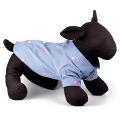 The Worthy Dog Embroidered Wilbur Pig Chambray Button Up Look Pet Shirt