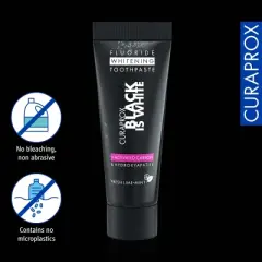 Curaprox Black Is White Toothpaste, 10ml, Activated Carbon for Gentle Daily Whitening, 3-Pack