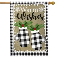 Briarwood Lane Checkered Mittens Burlap Winter House Flag Warm Wi