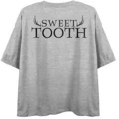 Sweet Tooth Gus Key Art Crew Neck Short Sleeve Gray Heather Women's Crop T-shirt