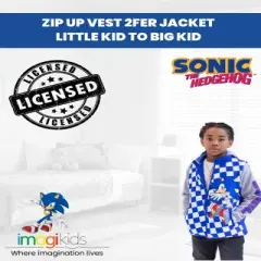 SEGA Sonic the Hedgehog Zip Up Vest 2fer Jacket Little Kid to Big Kid