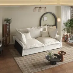 90.55" Modern Sofa Couch, Comfy Upholstered Deep Seat Sofa with Pillows, Convertible  Loveseat for Living Room Bedroom Apartment Office
