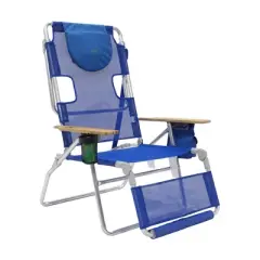 Ostrich Altitude 3N1 Lounge Reclining Chair and Ladies Comfort On-Your-Back Lightweight Outdoor Beach Chair w/Backpack Strap, Blue