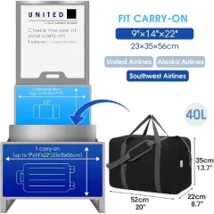 Narwey Carry on Luggage Airline Approved Foldable Duffle Bag