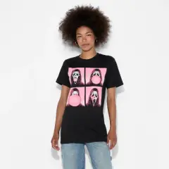 Women's Ghostface Boyfriend Short Sleeve Graphic T-Shirt - Black