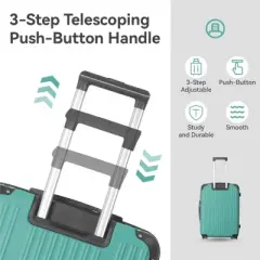 NAYSAYE Luggage ABS Hardshell 3 Piece Set with TSA Lock and Spinner Wheels for Travel, Green, 21.06"*11.42"*30.12"