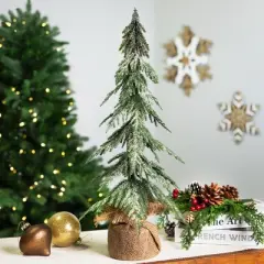 Northlight Mini Icy Pine Christmas Tree in Burlap Base - 24" - Unlit