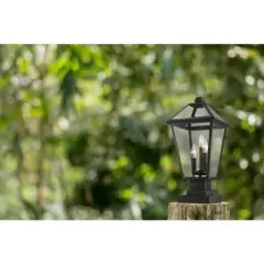 Talbot 3-Light Outdoor Pier Mount Fixture - Wet Rated, Dimmable, Glass & Rubbed Bronze