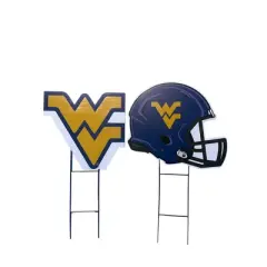 NCAA West Virginia Mountaineers 2pk Logo and Helmet Garden Stake Set