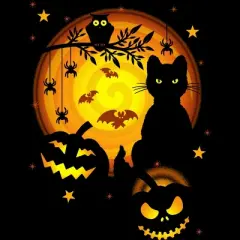 Junior's Design By Humans Halloween Kitty By artizan16 T-Shirt