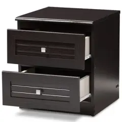 Carine Modern and Contemporary Finished 2 Drawer Nightstand Dark Brown - Baxton Studio