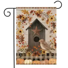Primitive Fall Birdhouse Garden Flag 18" x 12.5" Briarwood Lane