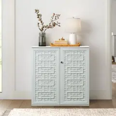 WELLFOR Outdoor HDPE Patio Storage Cabinet with 2 Shelves - Beige