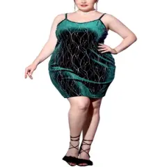 Agnes Orinda Women's Plus Size Velvet Sleeveless Cami Bodycon Club Party Mini Dresses