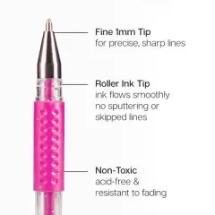 KINGART Gel Pens, Soft Grip, 24 Pink & Purple Tone Colors