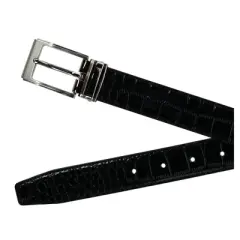 CTM Big & Tall Leather Croc Print Dress Belt with Clamp On Buckle