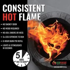 El Fuego Portable Smokeless Fire Pit with 8-Hour Starter Wax Fuel for Interval Burning &ndash; Wood Pattern