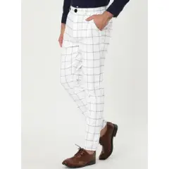 Lars Amadeus Men's Dress Plaid Slim Fit Flat Front Business Pants with Pockets