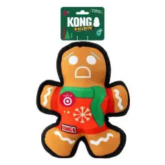 KONG Holiday Ballistic Gingerbread Cookie Food Shaped Dog Toy - Brown