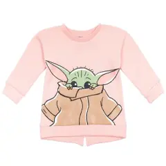 Star Wars The Mandalorian Baby Yoda Toddler Girls Fleece Sweatshirt & Pants Set Pink 