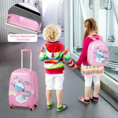 Infans 2PC Kids Carry On Luggage Set 12" Backpack and 18" Rolling Suitcase for Travel