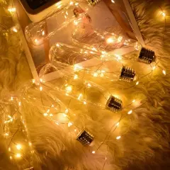 Itopfox 5 Pack 20 LED Fairy Lights with Timer, Silver Wire String Light for Bedroom Party Wedding Decorations, Warm White