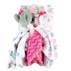 Hudson Baby Infant Girl Animal Face Security Blanket, Llama, One Size