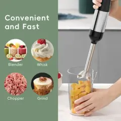 WHALL Cordless Hand Blender, 5-in-1 Immersion Blender with 2000mAh Battery, Beaker, Chopper, Whisk, Milk Frother, BPA-Free, Dishwasher Safe