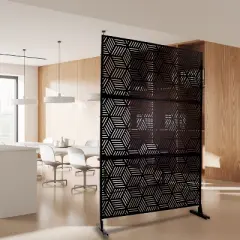 CAVINAS Patio Decorative Screen Metal Fence Privacy Screen with Striped Rhombus Pattern for Outside and Garden, 76" H&times;48" W