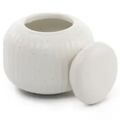 Gibson Our Table Landon 12 Ounce Round Stoneware Sugar Jar with Lid in Sea Salt