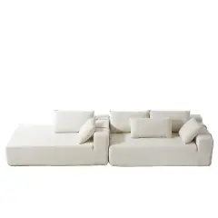 Modern Chenille Upholstered Sectional Sofa Couch Set, Modular 108" L-Shaped Sectional Living Room Sofa Set with 6 Cushions