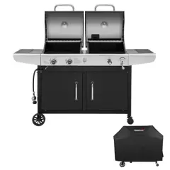 RoyalGourmet 2-Burner Gas and Charcoal Combo Grill with Cover ZH3002CTG Black
