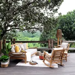 Abbington Teak Daybed with Cushion - Beige - Cambridge Casual