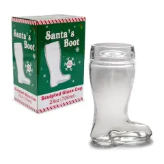 Silver Buffalo Santa Claus Boot Sculpted Glass Cup | Holds 23 Ounces