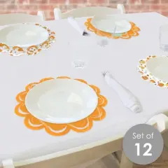 Big Dot of Happiness Little Pumpkin - Fall Birthday Party or Baby Shower Round Table Decorations - Paper Chargers - Place Setting For 12
