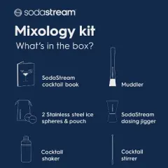 SodaStream Mixology Kit: 18/10 Stainless Steel Barware Set, BPA-Free, Dishwasher-Safe, 6-Piece Bartending Set, Silver