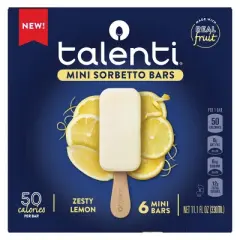 Talenti Mini Sorbetto Fruit Bars Zesty Lemon with Real Fruit - Frozen - 6pk/11.1 fl oz