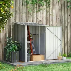 Resenkos Storage Garden Shed,Garden Sheds,Outdoor 3.3' x 3.4' Lean-to Garden Storage Shed with Lockable Door, Gray
